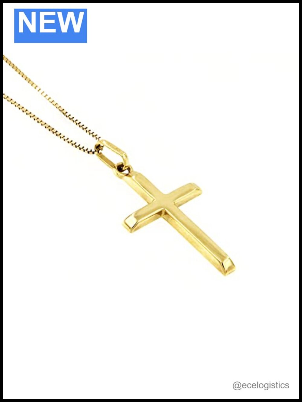 14k Yellow Gold Cross Pendant Necklace Italian Fine Jewelry